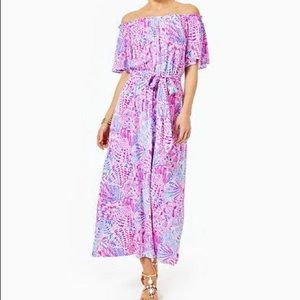 Lily Pulitzer Moriah Off-The-Shoulder Midi Dress Size Medium NWT